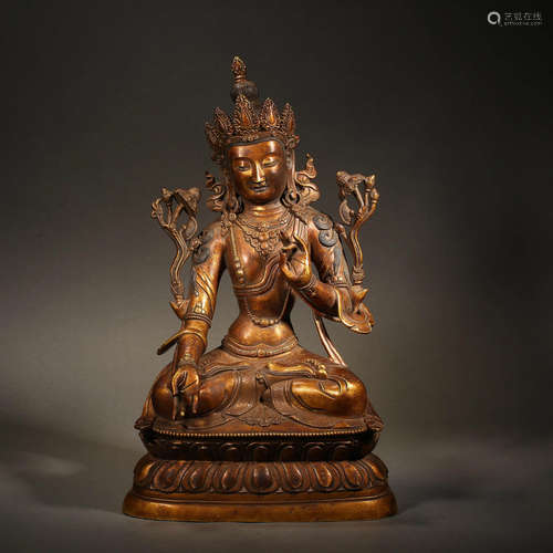 GILDED TARA STATUE, QING DYNASTY, CHINA