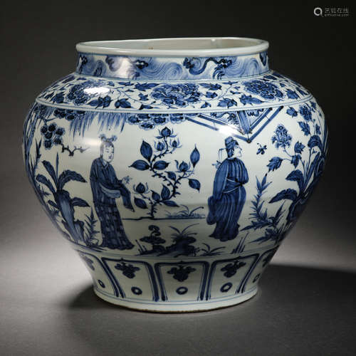 YUAN DYNASTY BLUE AND WHITE CHARACTER JAR