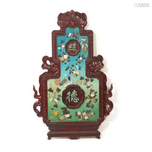 QING DYNASTY ROSEWOOD INLAID WITH HUNDRED TREASURES HANGING ...