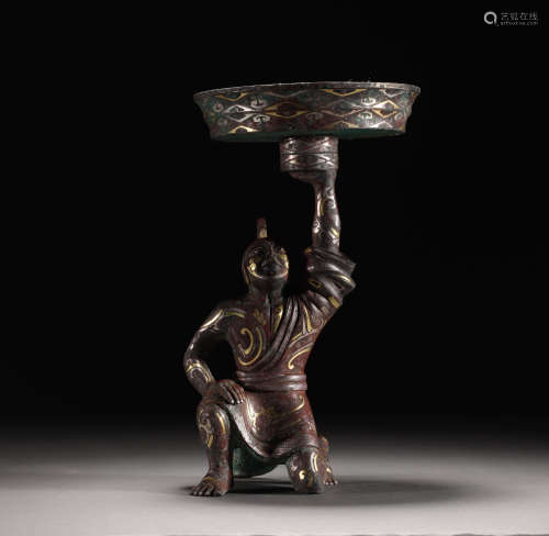HAN DYNASTY GOLD AND SILVER LAMP