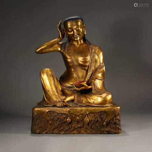 GILT BRONZE MILAREPA BUDDHA STATUE