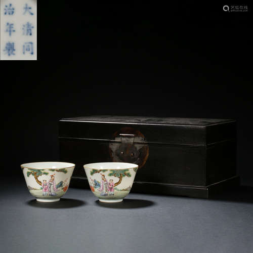 QING DYNASTY PASTEL CHARACTER CUP