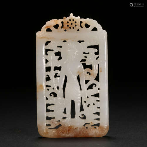 QING DYNASTY HETIAN JADE FIGURE JADE PEI