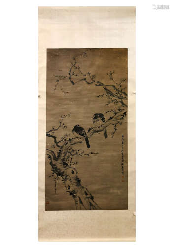 CHINESE INK PAINTING, PLUM BLOSSOM ANNUNCIATION BY CHEN JIAY...