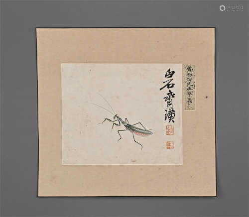 CHINESE INK PAINTING, GRASS AND INSECT BY QI BAISHI