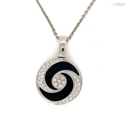 BVLGARI Stainless Steel and Gold Diamond Pendant 