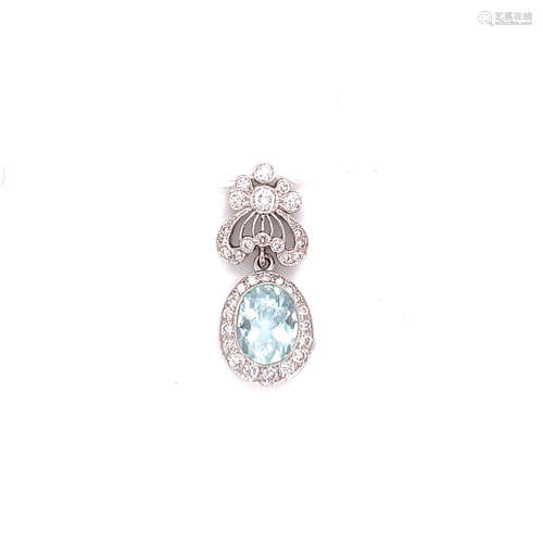 18k Aqua Diamond Pendant