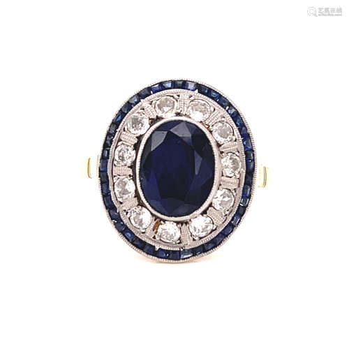 18k Platinum Sapphire Diamond Ring