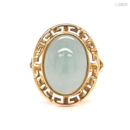 14k  Retro Jade Ring