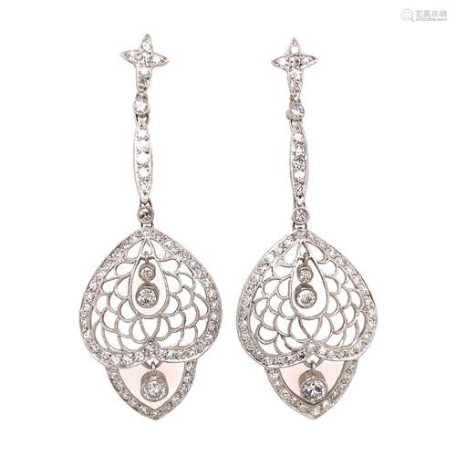 Platinum Diamond Drop Earrings