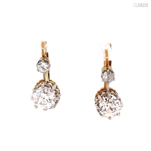 Edwardian 18k Diamond Earring 