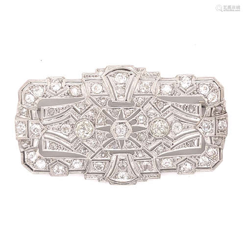 Art Deco Platinum Diamond Brooch