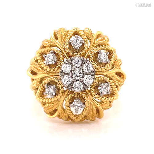 Retro 18k Diamond Ring 