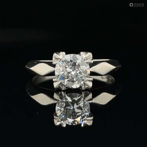 Art Deco Platinum Diamond Engagement Ring 