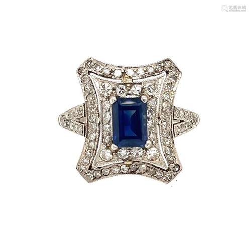 Platinum Diamond Sapphire Ring