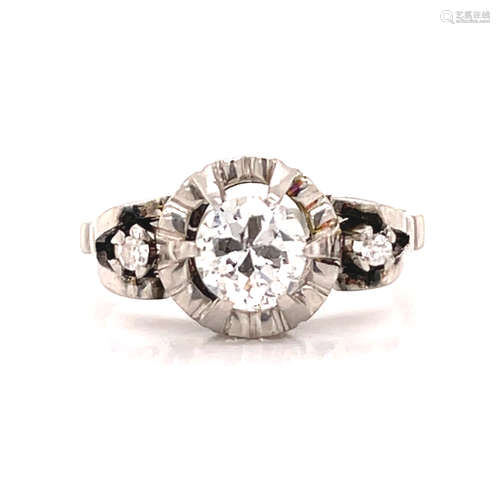 Art Deco Engagement Platinum Diamond Ring 