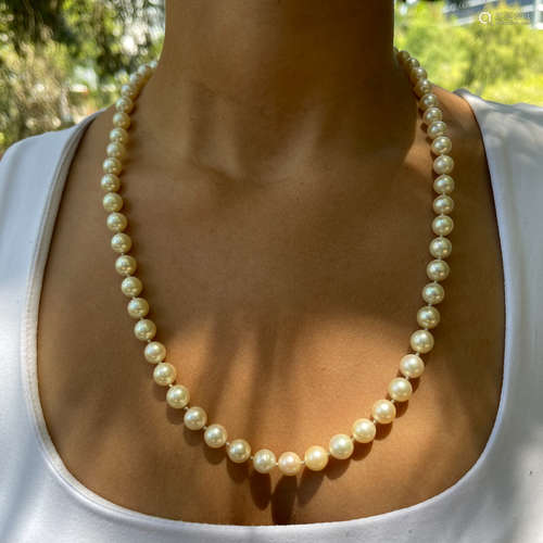 Art Deco Platinum Gold Pearl Necklace