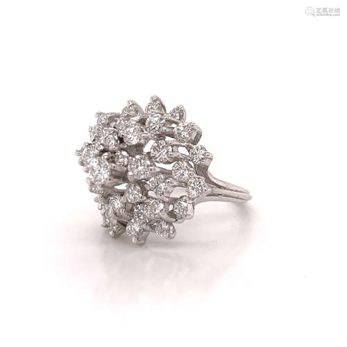 14k Art Deco Diamond Dome Ring