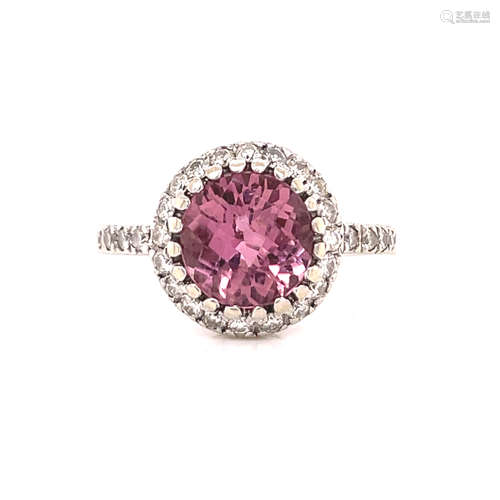 14k Diamond Tourmaline Ring