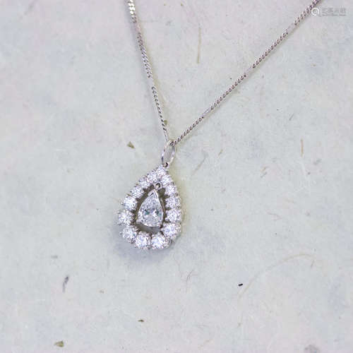 Platinum Vintage Pearshape Diamond Pendant 