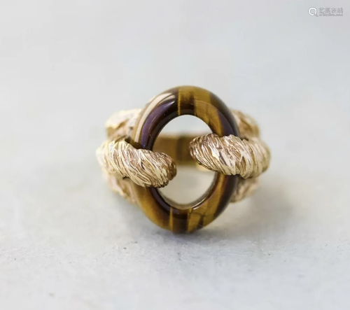 Vintage Tiger's Eye Ring, 14k