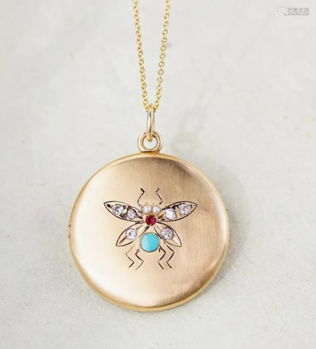 Antique Bug Locket, 14k