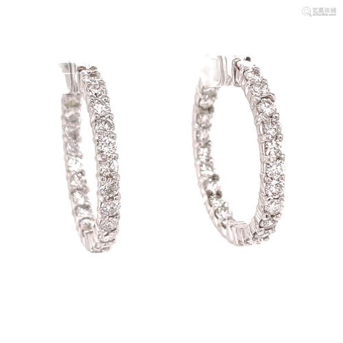 14k Diamond Hoop Earrings