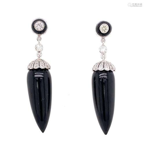 14k Diamond Onyx Earrings