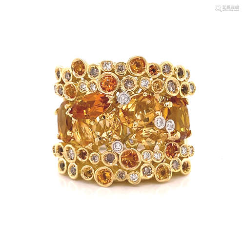 18k Citrine Diamond Statement Ring