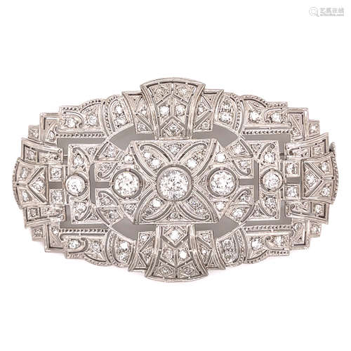 1920’ Platinum Diamond Plaque Brooch