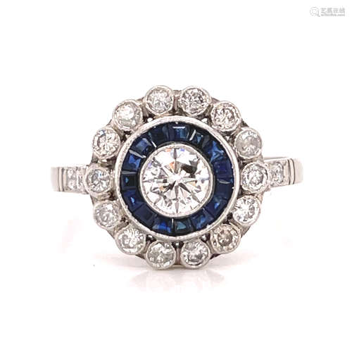 Platinum Diamond Sapphire Ring 