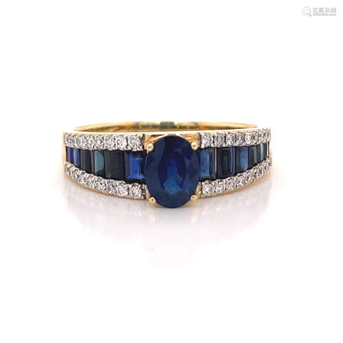 18k Diamond Sapphire Ring 