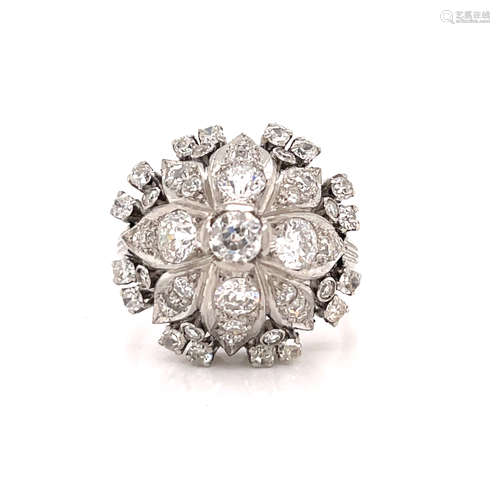 Art Deco Platinum Diamond Dome Ring 