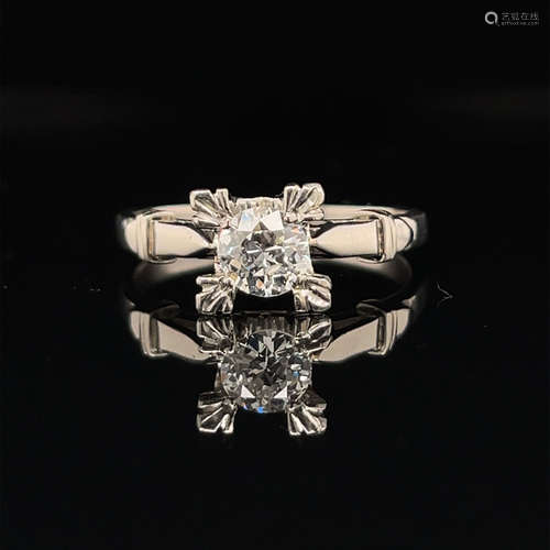 Art Deco Platinum Diamond Engament Ring 