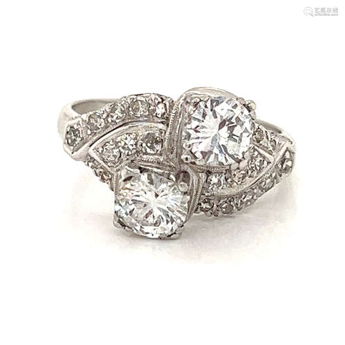 Art Deco Platinum 2 Diamond  Ring 