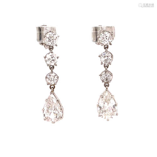 Platinum Diamond Drop Earring 