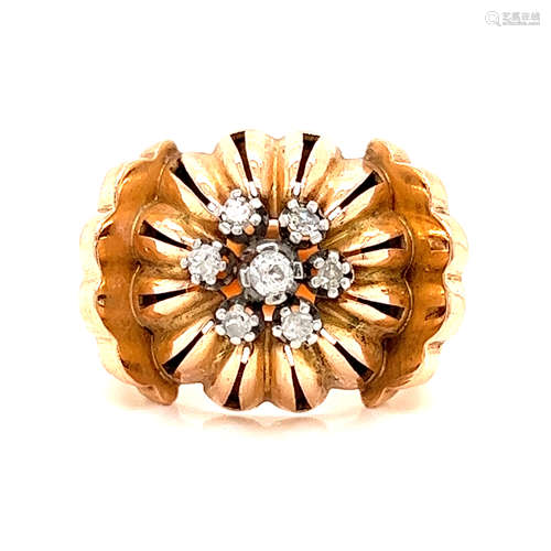 18k  Retro Chevalier Diamond Ring 