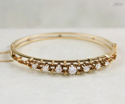 Antique Diamond Bangle, 14k