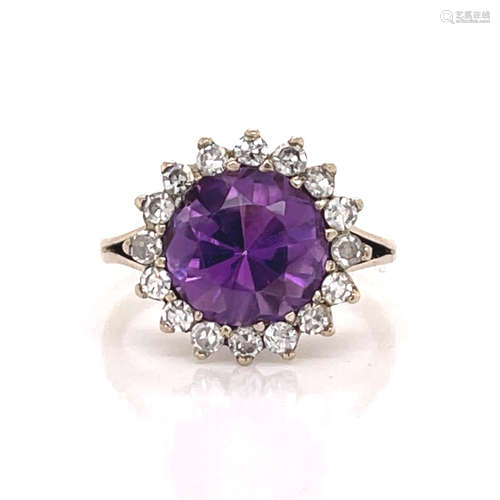 18k Diamond Amethyst Ring  