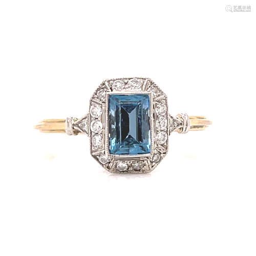 18k Platinum Aqua Diamond Ring