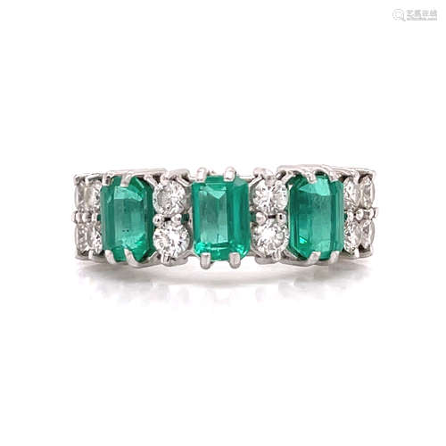 Platinum Emerald Diamond Half Eternity Ring