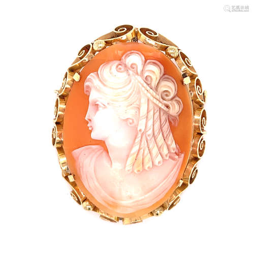 Victorian 18k Woman Face Cameo 