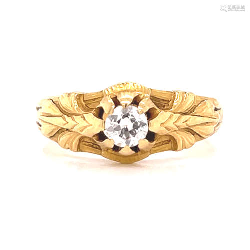 Art Nouveau 18k Diamond Men Engagement Ring 