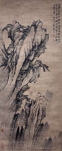 梅清 山水 立轴 纸本
