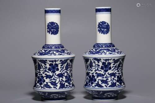 TWO CHINESE BLUE-AND-WHITE VASES DEPICTING 'FLORAL'...