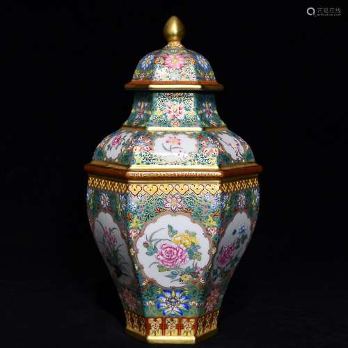 CHINESE GILDED ON PAINTED-ENAMEL COVERED JAR DEPICTING '...