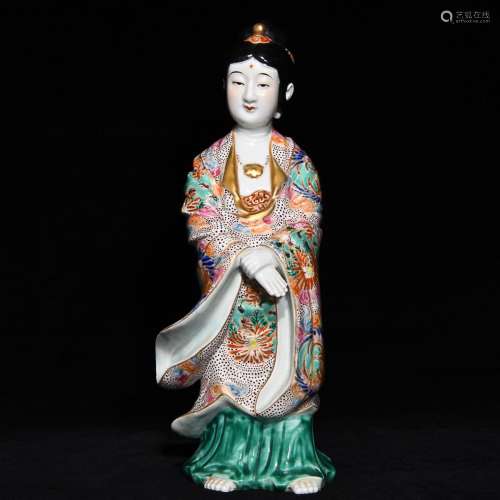 CHINESE FAMILLE-ROSE FIGURE OF MAIDEN