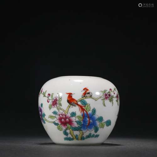 CHINESE FAMILLE-ROSE WATER JAR DEPICTING 'BIRD AND FLOW...