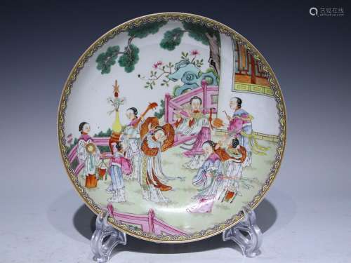 CHINESE FAMILLE-ROSE CHARGER DEPICTING 'MAIDEN', &...