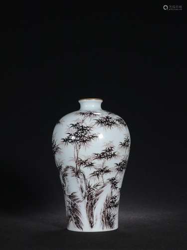 CHINESE MOCAI MEIPING VASE DEPICTING 'BAMBOO AND PRUNUS...